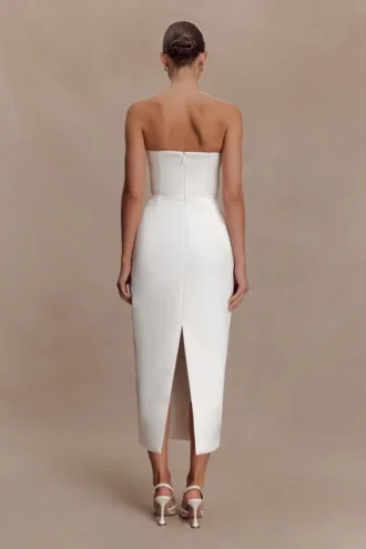 Ophelia Peplum Satin Maxi Dress – Ivory