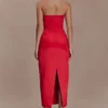 Ophelia Peplum Satin Maxi Dress – Red Ophelia Peplum Satin Maxi Dress – Red