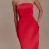 Ophelia Peplum Satin Maxi Dress – Red Ophelia Peplum Satin Maxi Dress – Red