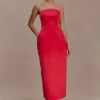 Ophelia Peplum Satin Maxi Dress – Red Ophelia Peplum Satin Maxi Dress – Red