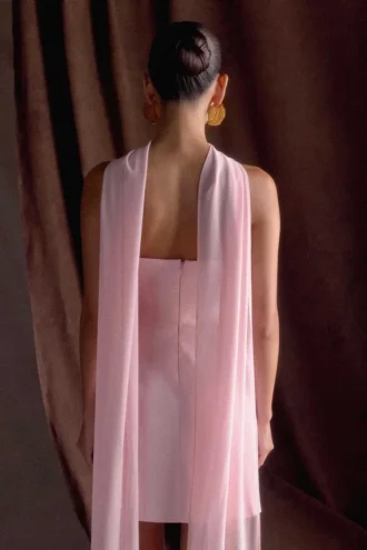 Orellia Strapless Suiting Mini Dress – Soft Pink