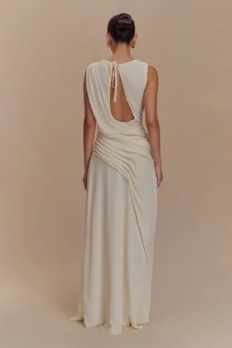Oria Chiffon Maxi Dress – Ivory