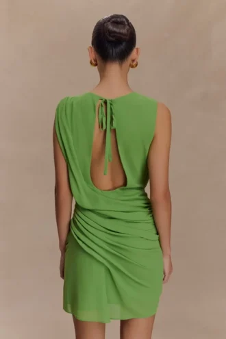 Oria Chiffon Mini Dress – Green