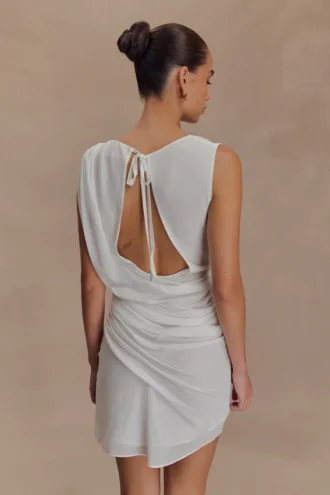 Oria Chiffon Mini Dress – White