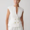 Oriana Linen Button Vest – White Oriana Linen Button Vest – White