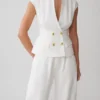 Oriana Linen Button Vest – White Oriana Linen Button Vest – White
