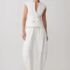 Oriana Linen Button Vest – White Oriana Linen Button Vest – White