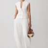 Oriana Linen Button Vest – White Oriana Linen Button Vest – White