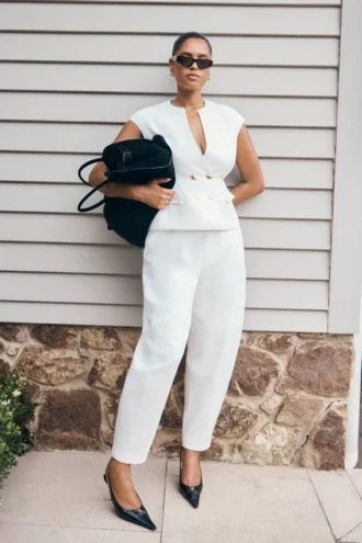 Oriana Linen Oversize Pants – White