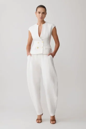 Oriana Linen Oversize Pants – White