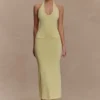 Ovina Halter Neck Knit Midi Dress – Lemon Ovina Halter Neck Knit Midi Dress – Lemon