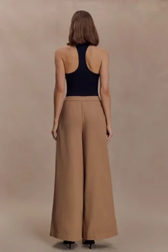 Owen Draped Wide Leg Pants – Mocha