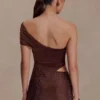 Paisley Slinky And Diamante Mini Dress – Chocolate