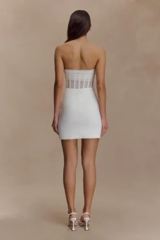 Palmer Mesh Corset Mini Dress – Ivory