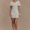 Pascale Off Shoulder Denim Mini Dress – White