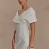 Pascale Off Shoulder Denim Mini Dress – White