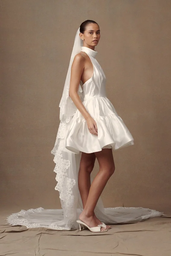 Paulette Lace Trim Veil – White Paulette Lace Trim Veil – White