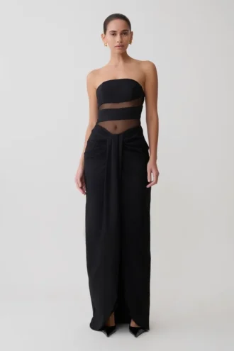 Paulina Cut Out Strapless Maxi Dress – Black