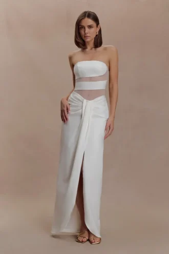 Paulina Cut Out Strapless Maxi Dress – White