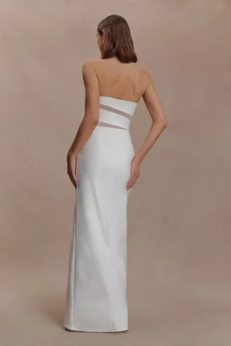 Paulina Cut Out Strapless Maxi Dress – White