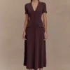 Pearson Short Sleeve Knit Midi Dress – Chocolate Pearson Short Sleeve Knit Midi Dress – Chocolate