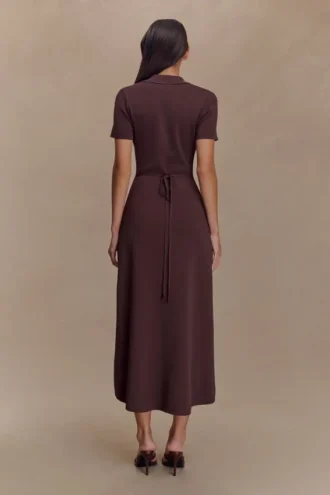 Pearson Short Sleeve Knit Midi Dress – Chocolate Pearson Short Sleeve Knit Midi Dress – Chocolate