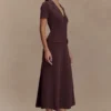 Pearson Short Sleeve Knit Midi Dress – Chocolate Pearson Short Sleeve Knit Midi Dress – Chocolate