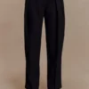 Penelope Pleated High Waisted Pants – Black
