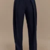 Penelope Pleated High Waisted Pants – Dark Navy