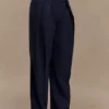Penelope Pleated High Waisted Pants – Dark Navy