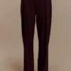 Penelope Pleated High Waisted Pants – Mahogany