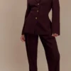 Penelope Pleated High Waisted Pants – Mahogany