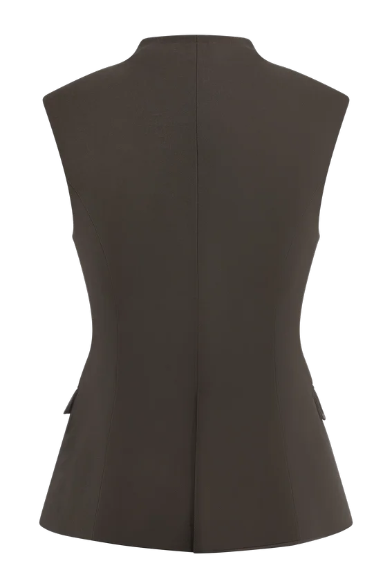 Penelope Suiting Sleeveless Blazer – Chocolate Penelope Suiting Sleeveless Blazer – Chocolate
