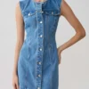 Penn Button Front Denim Mini Dress – Summer Blue Penn Button Front Denim Mini Dress – Summer Blue