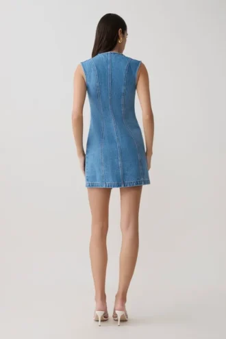 Penn Button Front Denim Mini Dress – Summer Blue