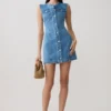 Penn Button Front Denim Mini Dress – Summer Blue Penn Button Front Denim Mini Dress – Summer Blue