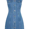 Penn Button Front Denim Mini Dress – Summer Blue Penn Button Front Denim Mini Dress – Summer Blue