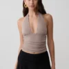 Peregrine Modal Gathered Halter Top – Neutral