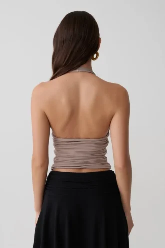 Peregrine Modal Gathered Halter Top – Neutral