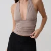 Peregrine Modal Gathered Halter Top – Neutral