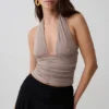 Peregrine Modal Gathered Halter Top – Neutral