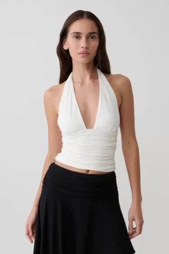 Peregrine Modal Gathered Halter Top – White