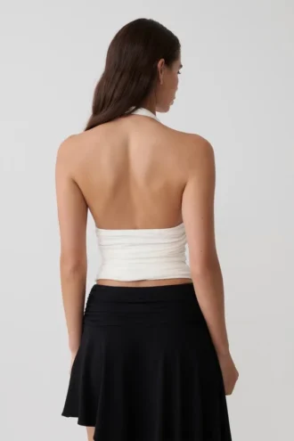 Peregrine Modal Gathered Halter Top – White