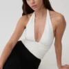 Peregrine Modal Gathered Halter Top – White