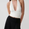 Peregrine Modal Gathered Halter Top – White