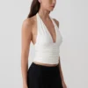 Peregrine Modal Gathered Halter Top – White