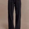 Perrie Mid Rise Straight Leg Tie Jeans – Washed Black