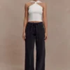 Perrie Mid Rise Straight Leg Tie Jeans – Washed Black