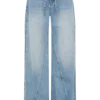 Perrie Mid Rise Straight Leg Tie Jeans – Washed Light Blue