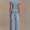 Perrie Mid Rise Straight Leg Tie Jeans – Washed Light Blue